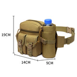 Men Tactical Water Bottle Waist Bag - Waterproof Molle Hiking Climbing Nylon Pac