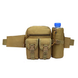Men Tactical Water Bottle Waist Bag - Waterproof Molle Hiking Climbing Nylon Pac