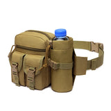 Men Tactical Water Bottle Waist Bag - Waterproof Molle Hiking Climbing Nylon Pac