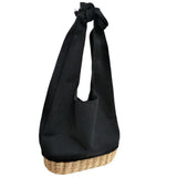 Portable Oval Shoulder Bag Cotton Linen Handbag Large Canvas Hand Bag
