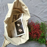 Portable Oval Shoulder Bag Cotton Linen Handbag Large Canvas Hand Bag