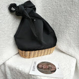 Portable Oval Shoulder Bag Cotton Linen Handbag Large Canvas Hand Bag