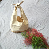 Portable Oval Shoulder Bag Cotton Linen Handbag Large Canvas Hand Bag