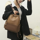 Oxford Cloth PU Stitching Backpack School Bag Women