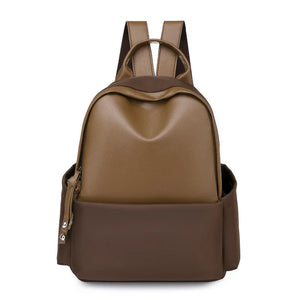 Oxford Cloth PU Stitching Backpack School Bag Women