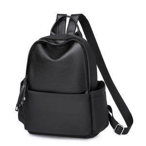 Oxford Cloth PU Stitching Backpack School Bag Women