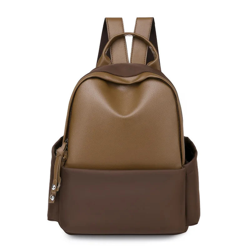 Oxford Cloth PU Stitching Backpack School Bag Women