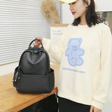 Oxford Cloth PU Stitching Backpack School Bag Women