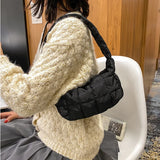 Embroidered Oxford Shoulder Bag for Women