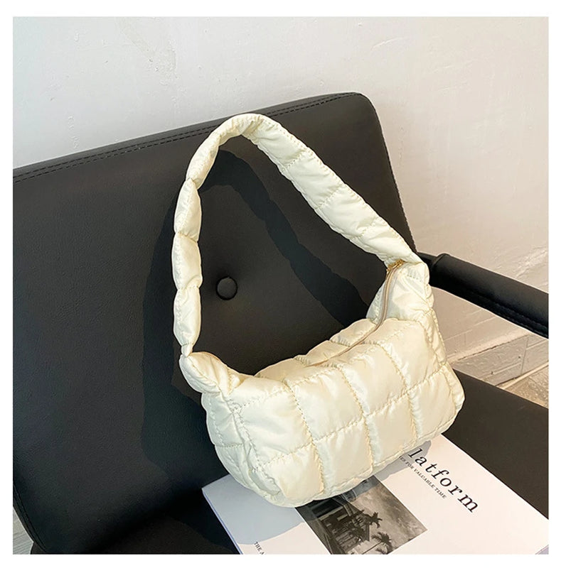 Embroidered Rhombus Shoulder Bag Women's Underarm Handbag