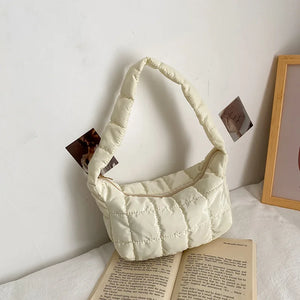 Embroidered Oxford Shoulder Bag for Women
