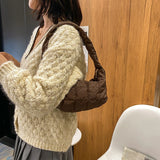 Embroidered Rhombus Shoulder Bag Women's Underarm Handbag