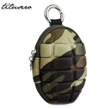 Unisex PU Key Holder Wallet Oval Headphone Case Bag Housekeeper Organizer