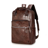Vintage PU Leather Backpack Men Waterproof Laptop Business Travel Bag