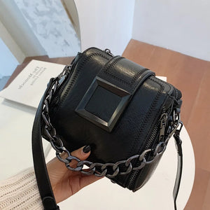 PU Leather Retro Chains Hasp Shoulder Bag Small Delicate Bucket Bags