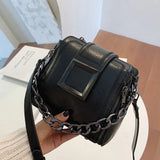 PU Leather Retro Chains Hasp Shoulder Bag Small Delicate Bucket Bags