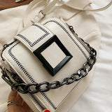PU Leather Retro Chains Hasp Shoulder Bag Small Delicate Bucket Bags