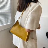 Crocodile Pattern Zip Handbag for Women PU Leather Shoulder Bag