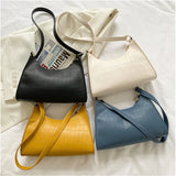 Crocodile Pattern Zip Handbag for Women PU Leather Shoulder Bag