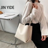 PU Leather Women Bucket Shoulder Bag Solid Casual Female Crossbody bags