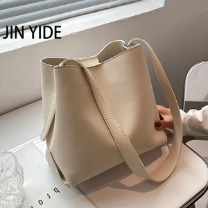 PU Leather Women Bucket Shoulder Bag Solid Casual Female Crossbody bags