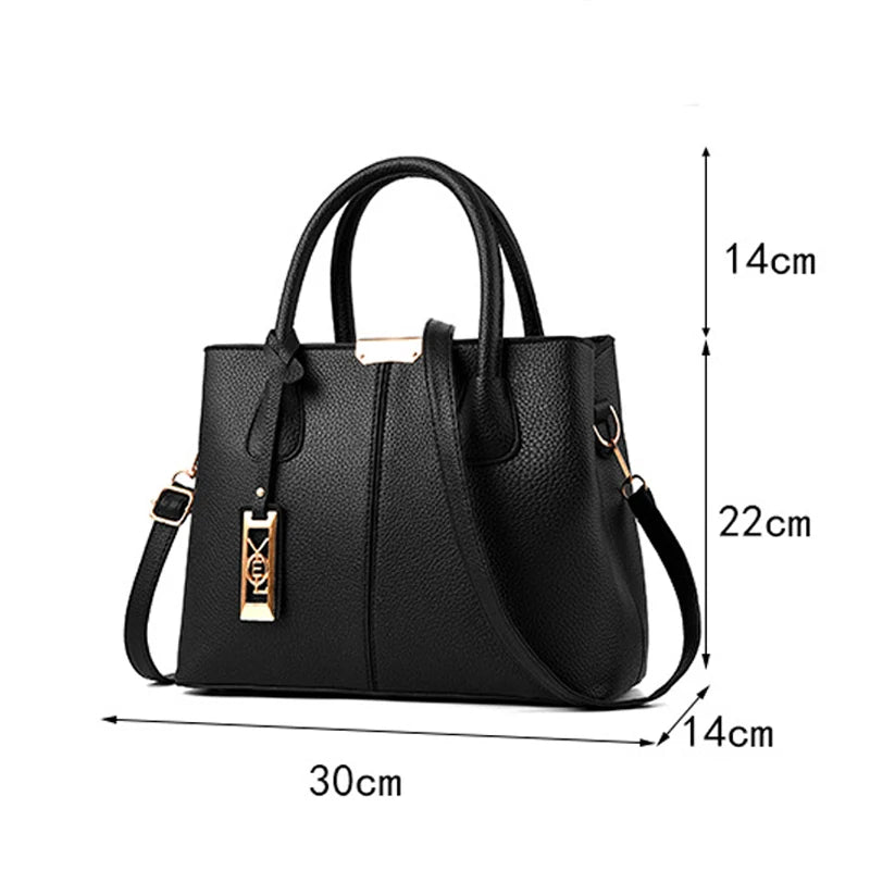 PU Leather Women Shoulder Bag Tree Branches Metal Decor Handbag