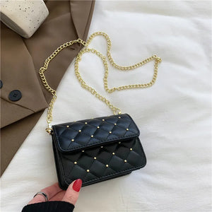 Embroidered Flap Bag Beaded Shoulder Mini Handbag for Women
