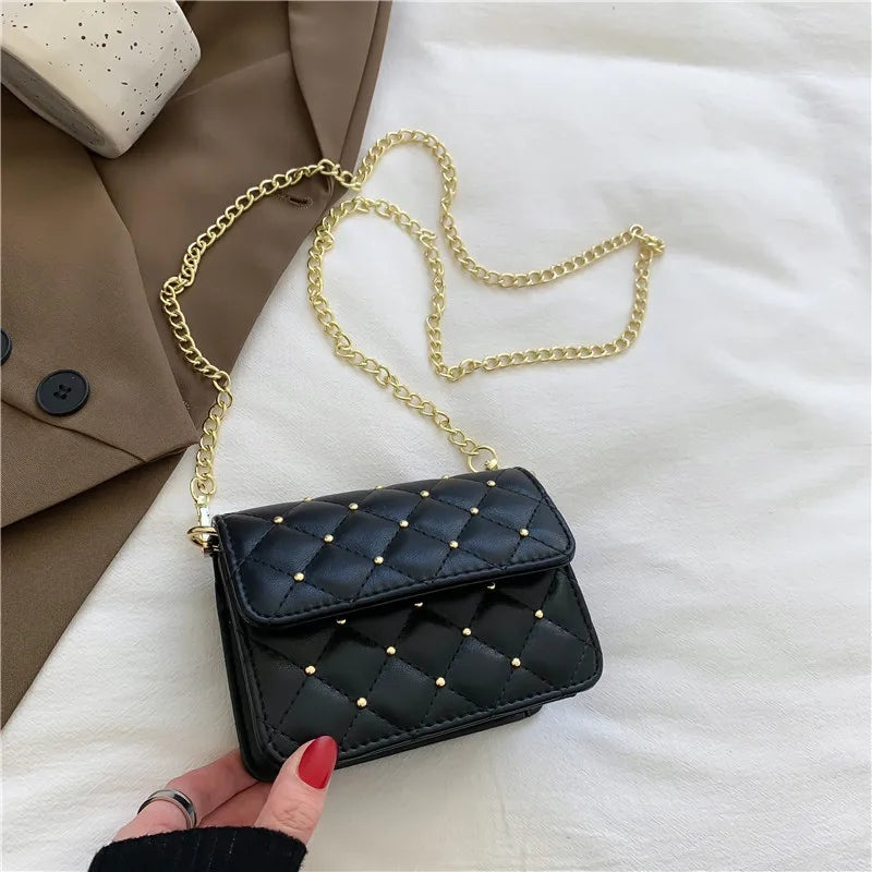 Embroidered Flap Bag Beaded Shoulder Mini Handbag for Women