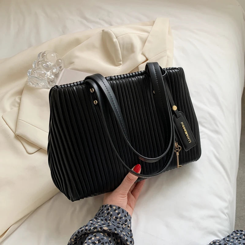Pleated Style Tote Bag Women Handbag Shoulder Bags