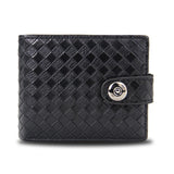 Retro Woven Pattern Leather Men's Short Wallet Multi-Card Wallet