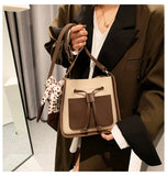 Vintage PU Messenger Bag for Women Leather Clutch Tote Shoulder Handbag