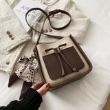 Vintage PU Messenger Bag for Women Leather Clutch Tote Shoulder Handbag