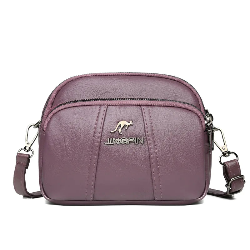 PU Women Bag Soft Surface PU Leather Messenger Crossbody Multi-compartment Mom B