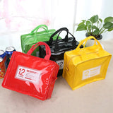 PVC Waterproof Lunch Bag Canvas Stripe Insulated Thermal Food Cooler Tote