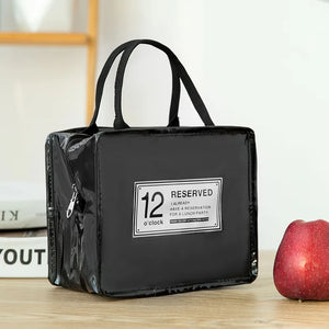 PVC Waterproof Lunch Bag Canvas Stripe Insulated Thermal Food Cooler Tote