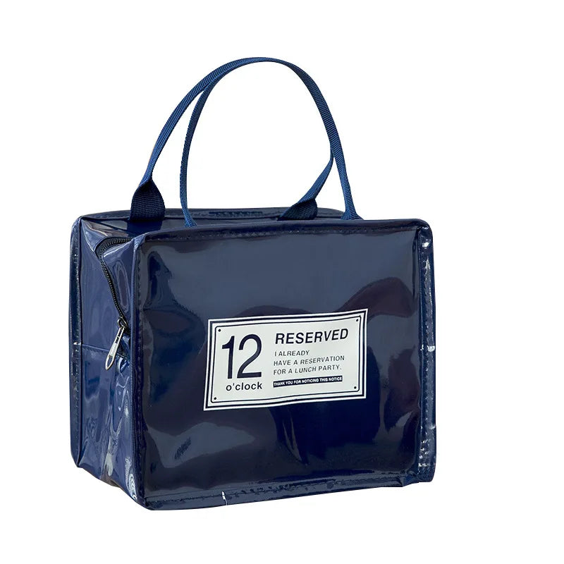 PVC Waterproof Lunch Bag Canvas Stripe Insulated Thermal Food Cooler Tote