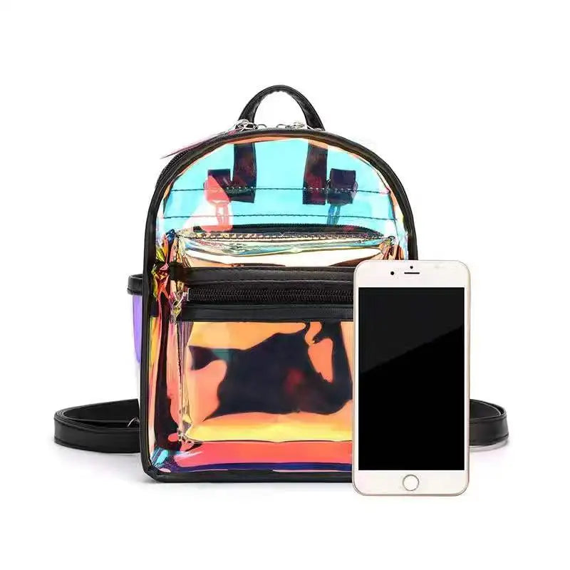 Women's PVC Mini Backpack - Waterproof Transparent Reflective