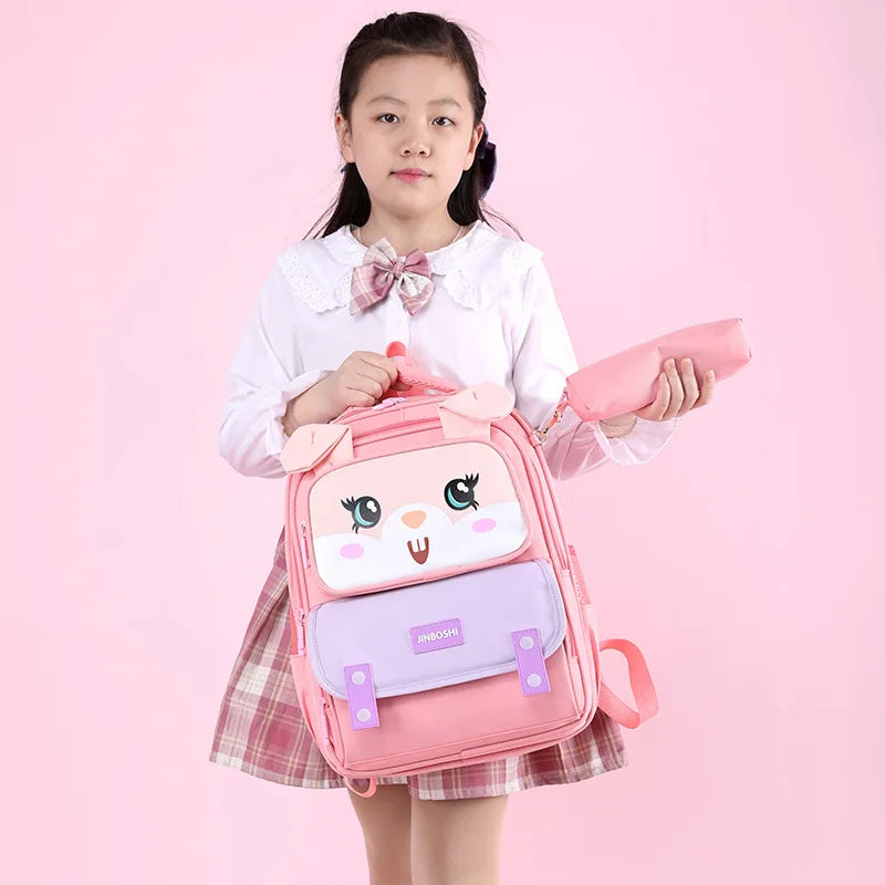 Patchwork Cartoon School Bag for Girls Kids Orthopedic School Backpacks