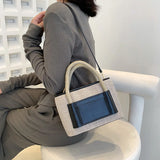 Patchwork Shoulder Bags Casual Tote Small Handbags Rope Top Handle Bags