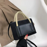 Patchwork Shoulder Bags Casual Tote Small Handbags Rope Top Handle Bags