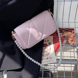 Sweet Pink PU Leather Shoulder Bag Mini Flap Clutch Purse