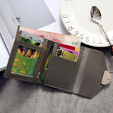 Pebbled Leather Folding Short Wallets Metal Ring Retro Clutch