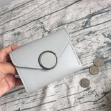 Pebbled Leather Folding Short Wallets Metal Ring Retro Clutch
