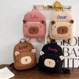 Personalized Embroidery Name Bear Backpack Children Travel Rucksack