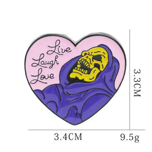 Gothic Heart Evil Eye Skull Brooch