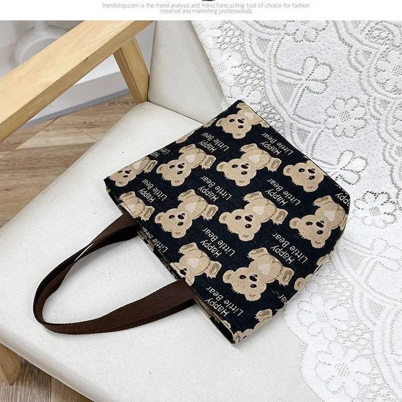 Plaid Canvas Bags Student Shoulder Tote Bags Gift Shopping Bags