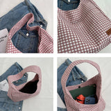 Plaid Canvas Shoulder Bags Large Capacity Tote