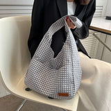 Plaid Canvas Shoulder Bags Large Capacity Tote
