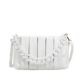 Pleated PU Leather Crossbody Messenger Bag Chain Strap Shoulder Handbag