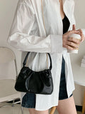 Pleated Top Handle Bag Women's Shoulder Crossbody PU Leather Handbag